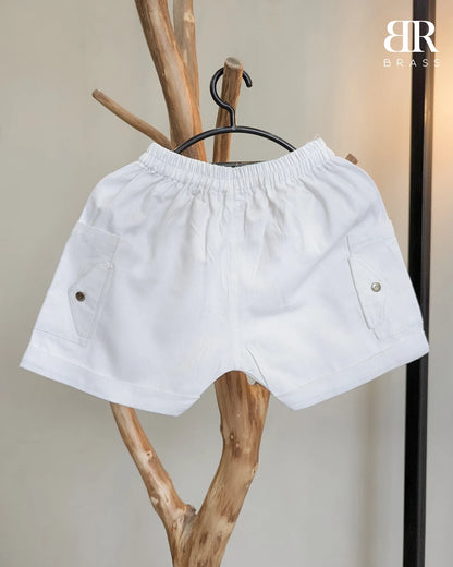 White Cotton Cargo Short