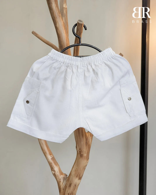 White Cotton Cargo Short