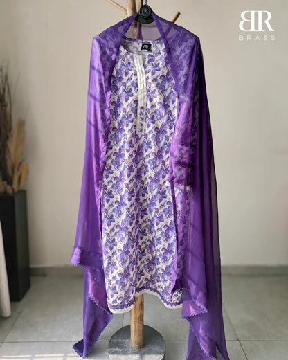 Violet Bloom – 3 Piece Premium Bana-Dora Lawn Suit