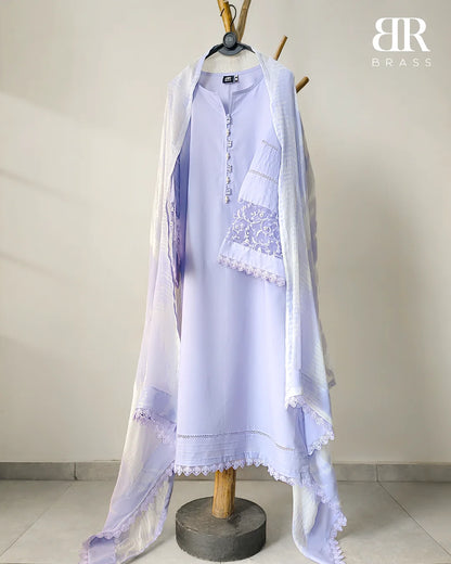3 - Piece Pure Lawn Suit with Pure Chiffon Dupatta