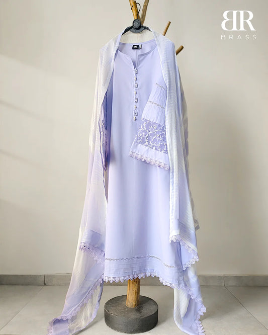 3 - Piece Pure Lawn Suit with Pure Chiffon Dupatta