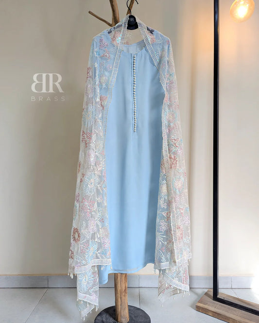 4 Piece Embroidered Chiffon Suit
