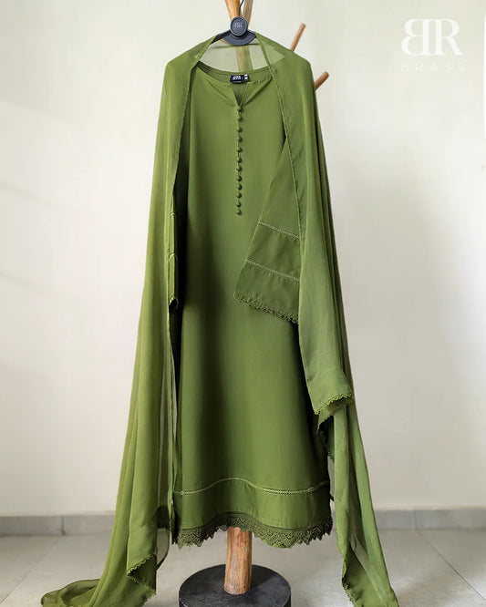 3 - Piece Pure Lawn Suit with Pure Chiffon Dupatta