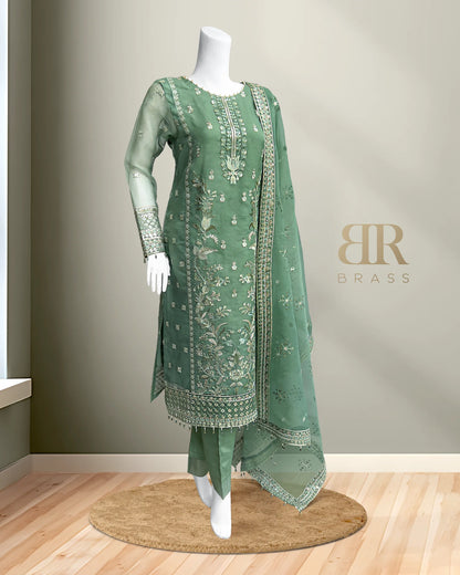 4 Piece Embroidered Organza
