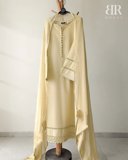 3 - Piece Pure Lawn Suit with Pure Chiffon Dupatta