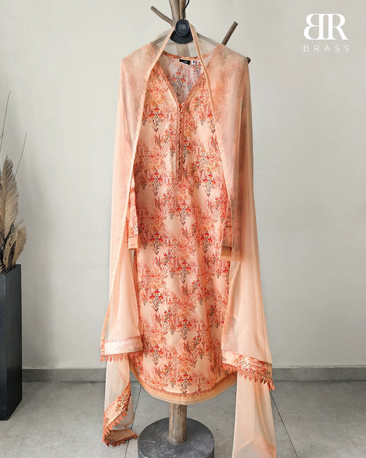 Peach Nectar – 3 Piece Premium Lawn Suit