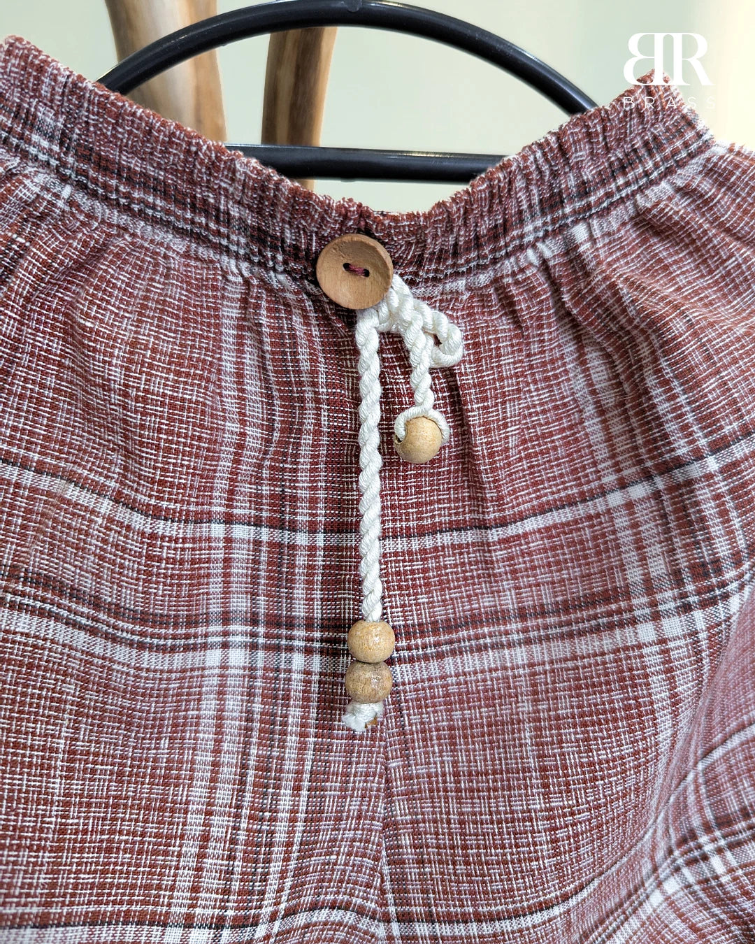 Checkered Shorts with wooden details