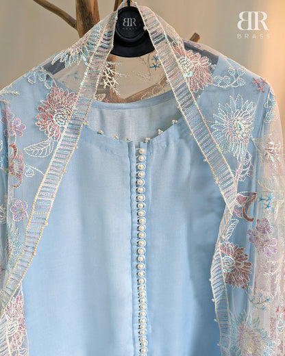 4 Piece Embroidered Chiffon Suit