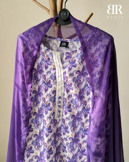 Violet Bloom – 3 Piece Premium Bana-Dora Lawn Suit