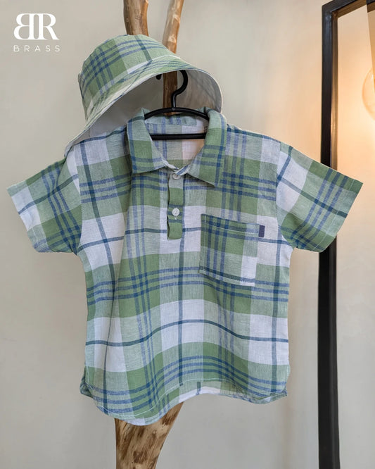 Cotton Linen Shirt with Bucket Hat