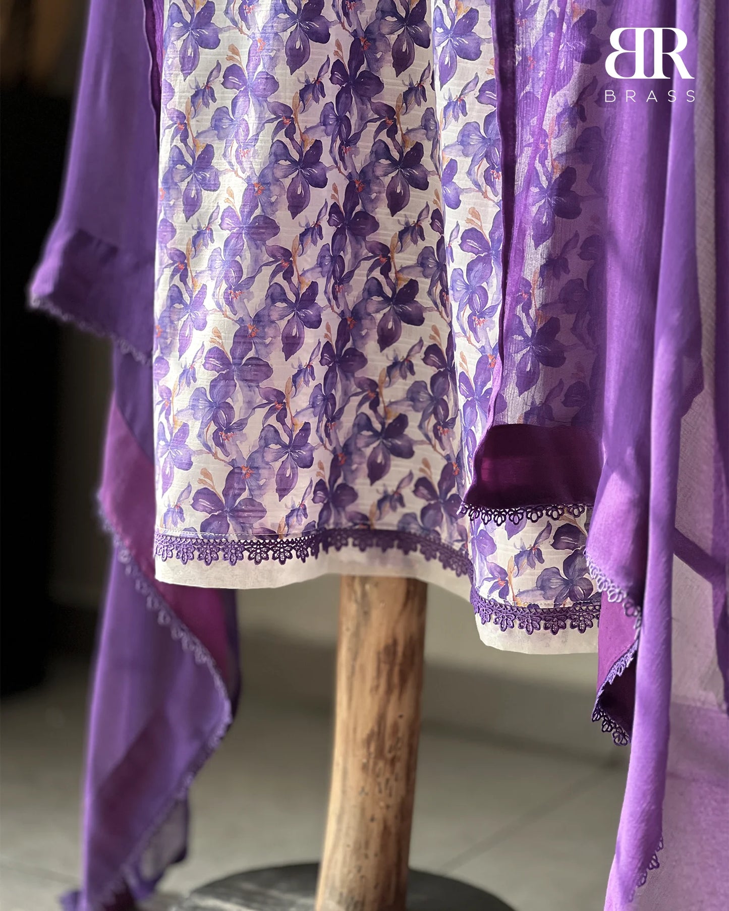 Violet Bloom – 3 Piece Premium Bana-Dora Lawn Suit