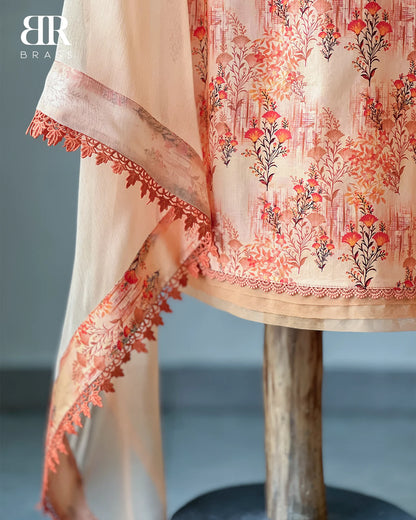Peach Nectar – 3 Piece Premium Lawn Suit