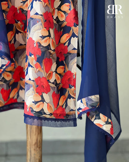 Midnight Bloom – 3 Piece Premium Lawn Suit