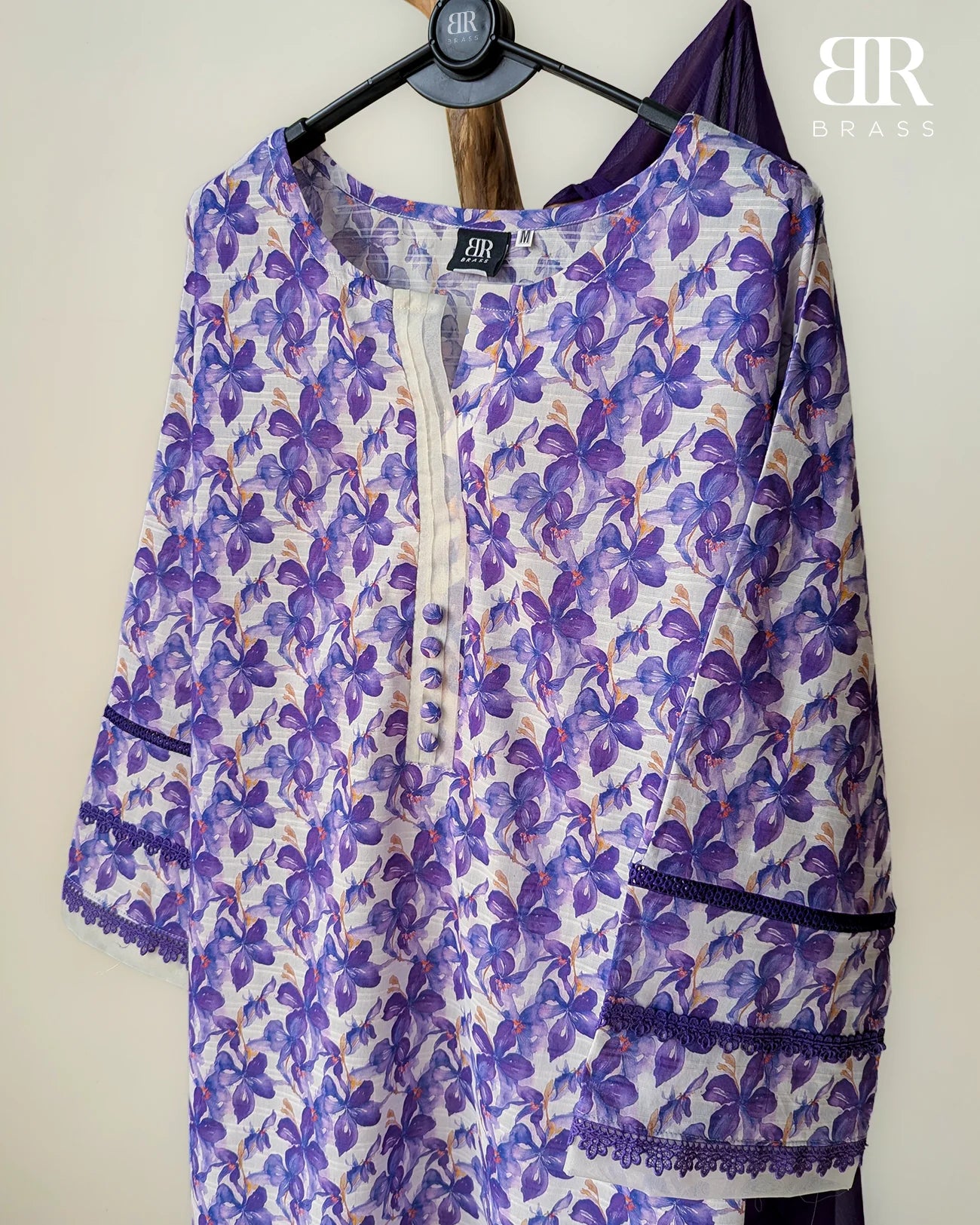 Violet Bloom – 3 Piece Premium Bana-Dora Lawn Suit