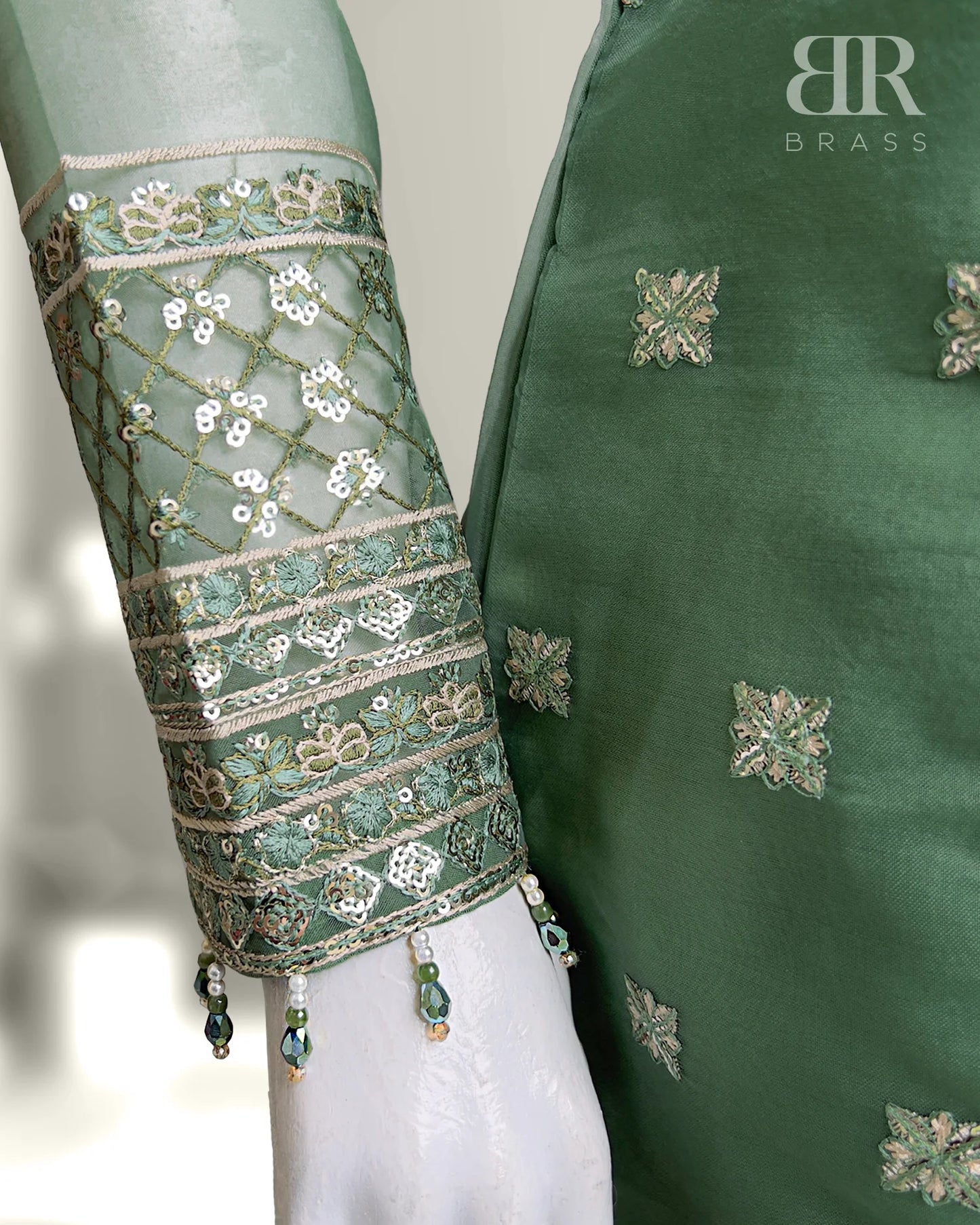 4 Piece Embroidered Organza