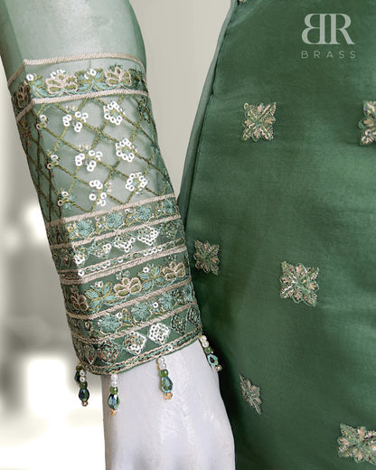 4 Piece Embroidered Organza