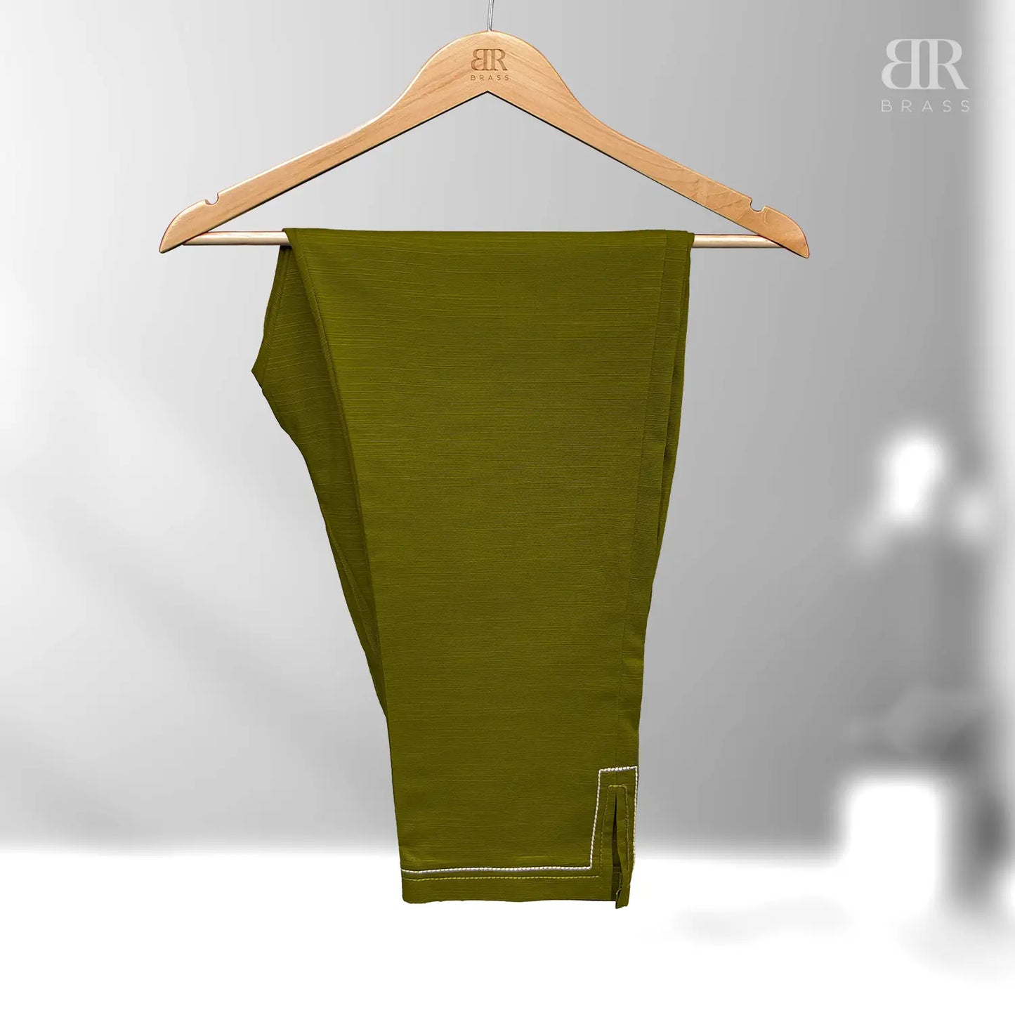 2 Piece - Embroidered Pure Slub Khaddar Stitched Suit (Olive Green)