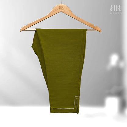 2 Piece - Embroidered Pure Slub Khaddar Stitched Suit (Olive Green)